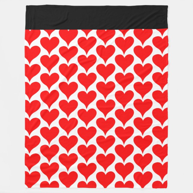 Red Hearts Black Mönster Fleecefilt (Framsidan)