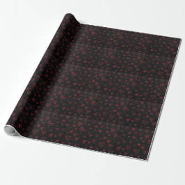 Red Hearts Black paperGift ,Valentines Day  Presentpapper