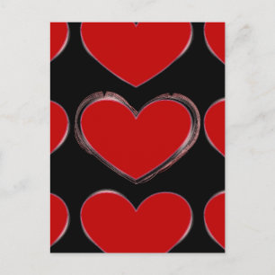 Red Hearts Black Pop Art Kärlek vykort