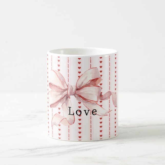 Red Hearts Blush Pink Bow Kaffemugg (Center)
