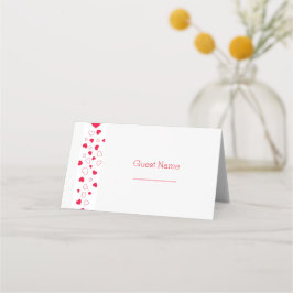 Red Hearts Bröllop Place Card Valentines day Placeringskort