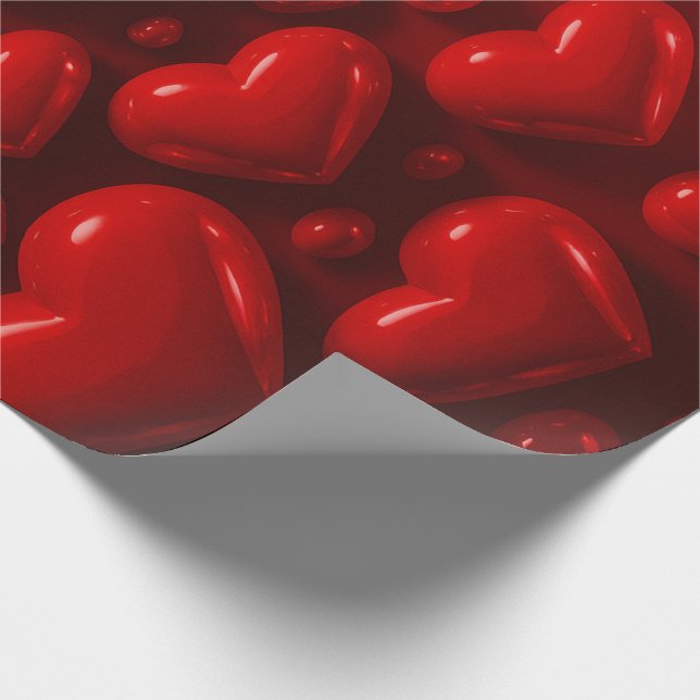 Red Hearts Bubble Mönster Presentpapper (Hörn)