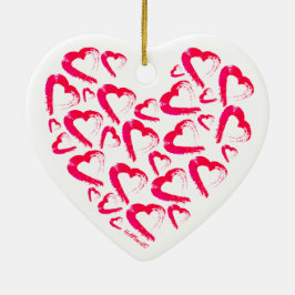 Red Hearts Ceramic jul Ornament