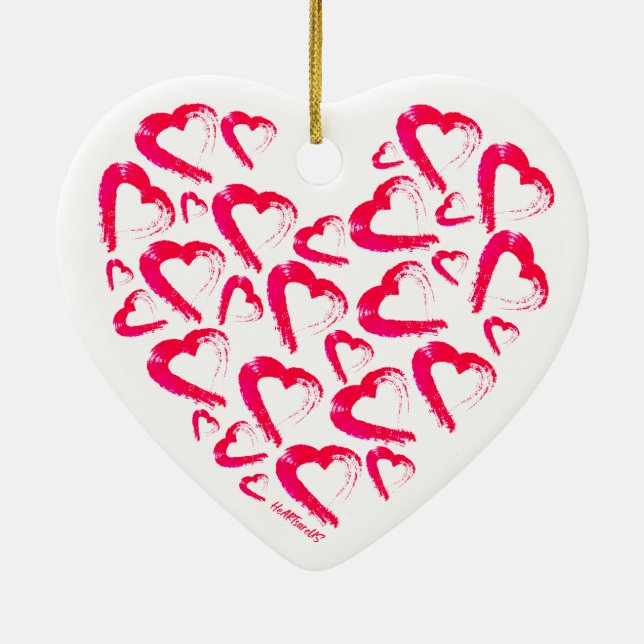 Red Hearts Ceramic jul Ornament (Baksidan)