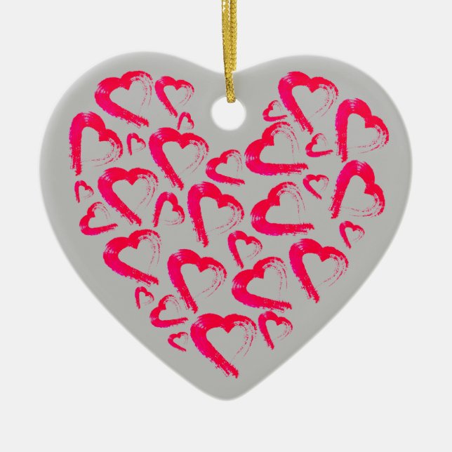 Red Hearts Ceramic Ornament (Framsidan)