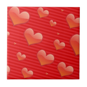 Red Hearts Ceramic Tile Kakelplatta