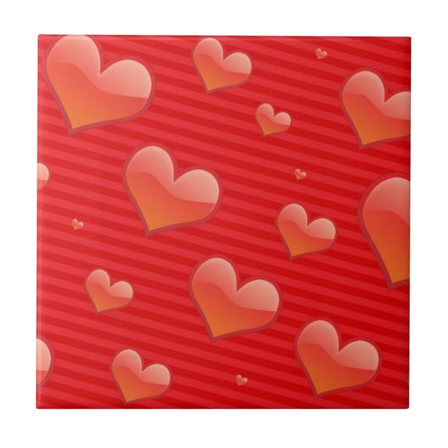 Red Hearts Ceramic Tile Kakelplatta (Framsidan)