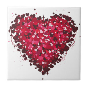 Red Hearts Ceramic Tile Kakelplatta