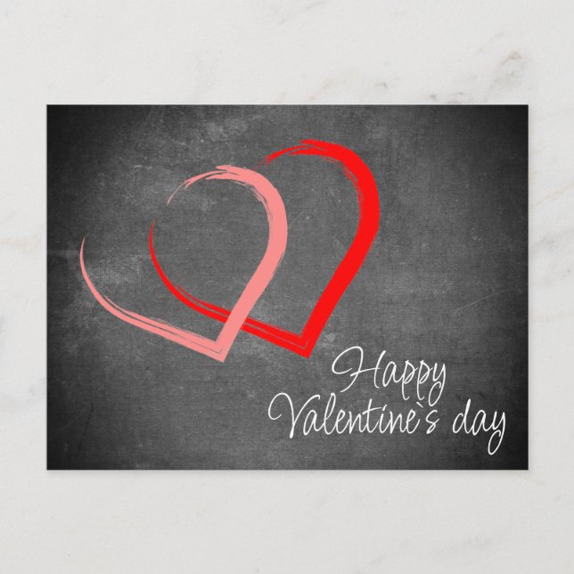 Red Hearts Chalkboard Lycklig Valentine's Day Helg Vykort (Framsida)