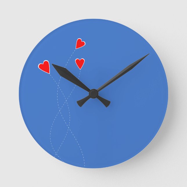 Red Hearts Clock Rund Klocka (Framsida)