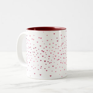 Red Hearts Confetti Två-Tonad Mugg