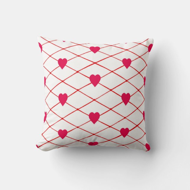Red Hearts Criss Kor Quilt Mönster Pillows Kudde (Framsida)