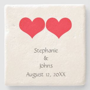 Red Hearts Cute Couple 2023 Bröllop Valentines day Stenunderlägg