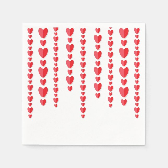 Red Hearts Cute Valentine Pappersservett (Framsidan)