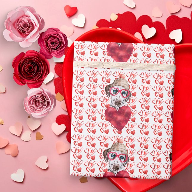 Red Hearts Dalmatian Hund älskare Valentine Presentpapper (Skapare uppladdad)