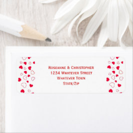 Red Hearts Design Valentines day Bröllop Adress Returadress Etikett