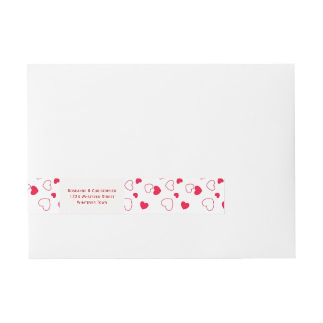 Red Hearts Design Valentines day Bröllop Etikettband (Framsidan)