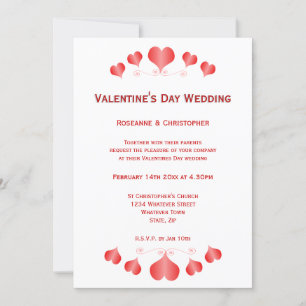Red Hearts Design Valentines day Bröllop Inbjudningar