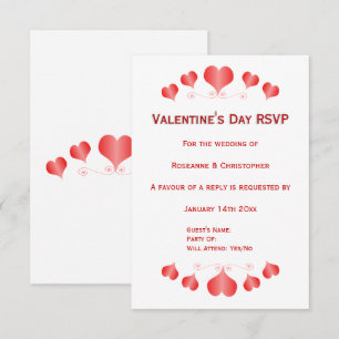 Red Hearts Design Valentines day Bröllop OSA Kort