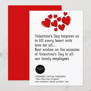 Red Hearts Employees Office Logotyp Valentines day Julkort