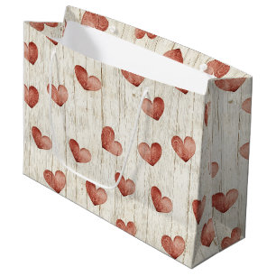 Red Hearts Faux Wood