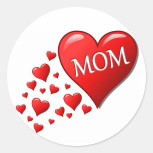 RED HEARTS FOR MAMMA RUNT KLISTERMÄRKE