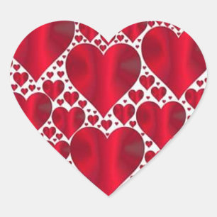 RED HEARTS FOR VALENTINE'S DAY HJÄRTFORMAT KLISTERMÄRKE