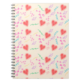 Red Hearts fotopatbok mönster Spiral Anteckningsbok