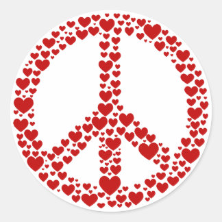 Red Hearts Fredstecken Sticker Runt Klistermärke