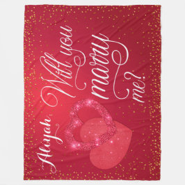 Red Hearts Giftermål Frieri Fleecefilt