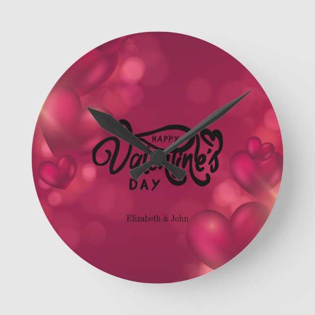 Red Hearts Glad Alla hjärtans dag     Rund Klocka (Framsida)