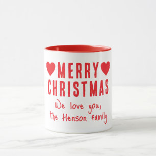 Red Hearts God jul Family Namn Gift Mugg