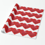Red Hearts Grått Charming Kärlek Wrapping Papper Presentpapper<br><div class="desc">Vintage Stil Retro Kärlek Digital Artwork</div>