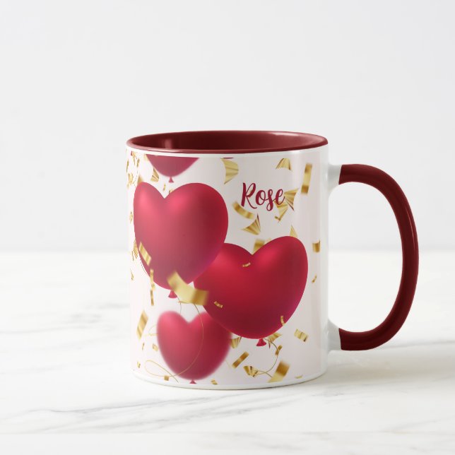 Red Hearts Guld Confetti Mugg (Höger)