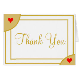 Red Hearts Guld White Bröllop Tack Geometric Hälsningskort