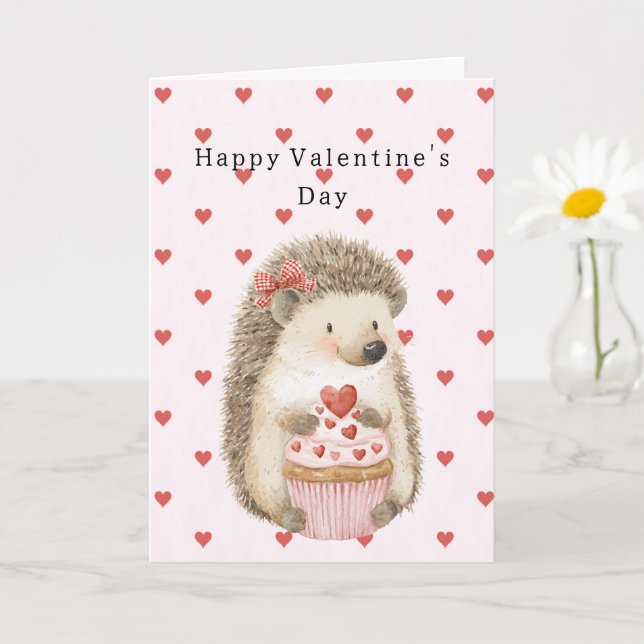 Red Hearts Hedgehog Love Kort (Liten växt)