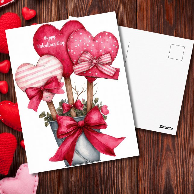 Red Hearts in a Pot Valentine`s Day Card  Vykort (Skapare uppladdad)