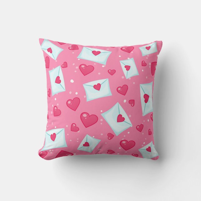 Red Hearts Kärlek Brev Mönster Kudde (Framsida)