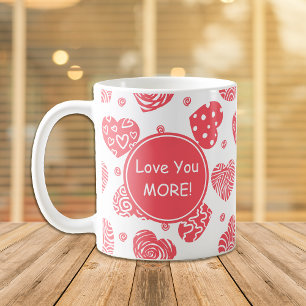 Red Hearts Kärlek du Mera Valentine Coffee Mugg