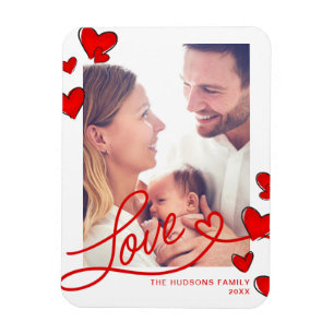 Red Hearts Kärlek Valentine Day Photo Magnet