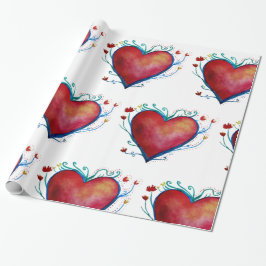 Red Hearts Kärlek Wrapping Papper Presentpapper