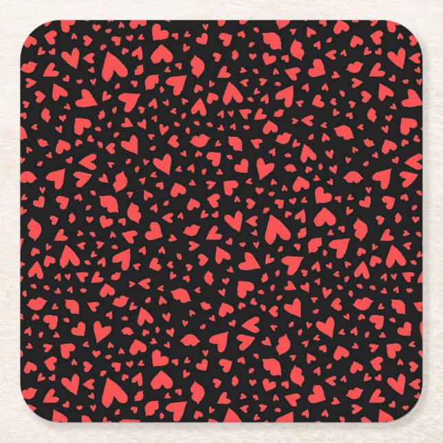 Red Hearts & Kisses Underlägg Papper Kvadrat (Framsidan)