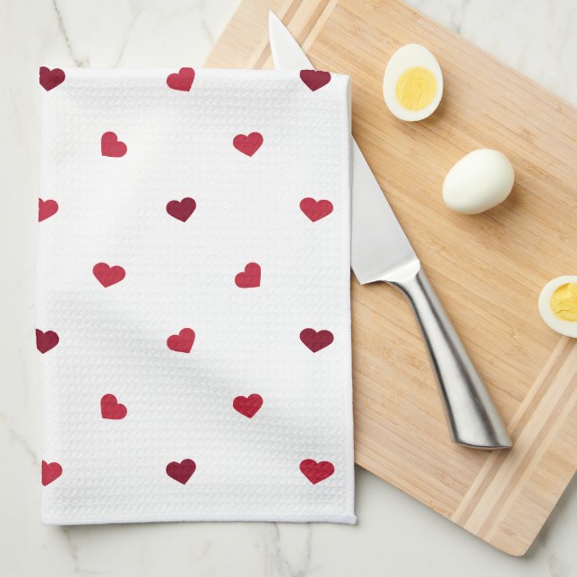 Red Hearts Kökshandduk (Vikt i Fjärdedel)