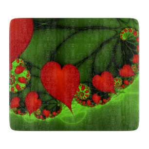 Red Hearts Lime Green Modern Abstrakt Fractal Art