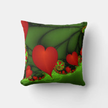 Red Hearts Lime Green Modern Abstrakt Fractal Art
