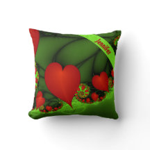 Red Hearts Lime Green Modern Abstrakt Fractal Namn