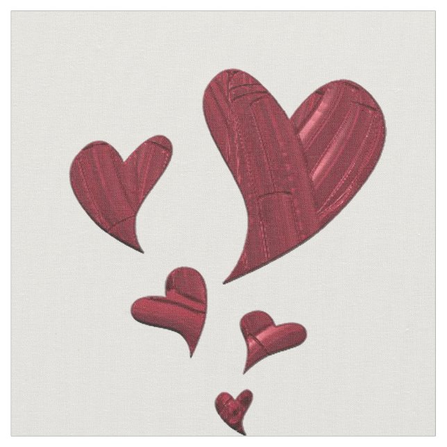 Red Hearts målade konstnärliga Kärlek Mönster Hear Tyg (Närbild)