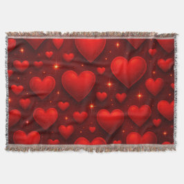 Red Hearts med Stars Mönster Filt