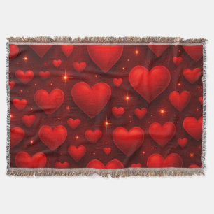 Red Hearts med Stars Mönster Filt