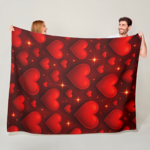 Red Hearts med Stars Mönster Fleecefilt